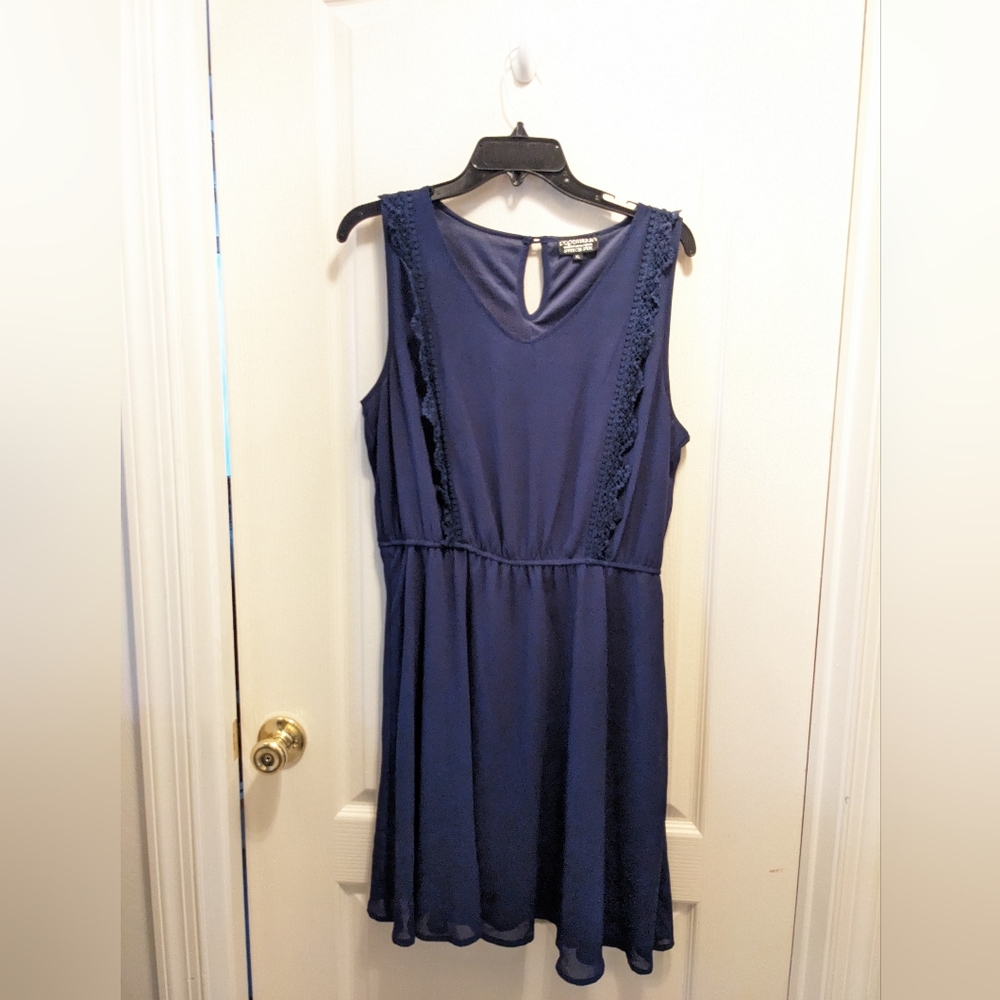 Papermoon for Stitch Fix Navy Dress with Lace Detail, Sz XL